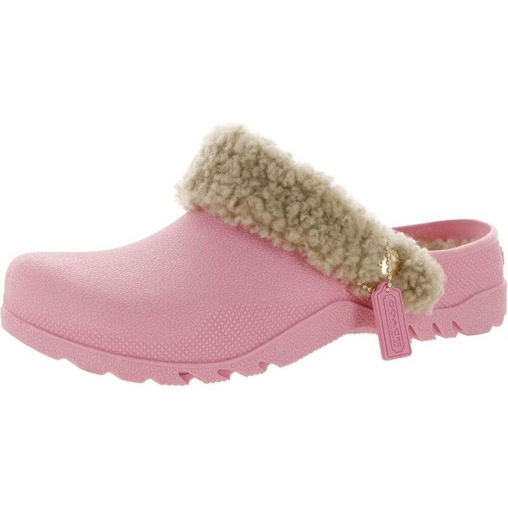 Coach Womens Lola Pink Rubber Slip On Flat Clogs Shoes NWOB